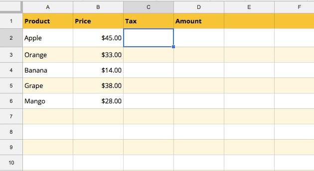 Áp dụng công thức cho toàn bộ cột trong Google sheets